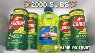 ASMR 🍋 The Ultimate Lemon Paste - 6 Cans of Lemon Comet + Neon Mr.Clean 🎉2000 Subs🎉 sponge asmr