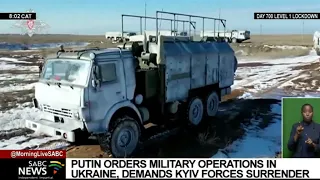 Russian President Vladimir Putin authorises a military operation in eastern Ukraine