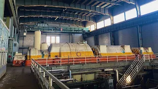 Abandoned Power Plant. Candy Corn Colored Turbines Inside!!!