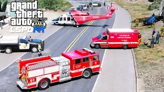 GTA 5 LSPDFR Coastal Callouts - LAFD Air Ops AW139 Helicopter Medevacs Severe Car Accident Victim