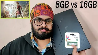 8gb vs 16gb Ram - FPS Comparison - Single vs Dual-Assassin's Creed Odyssey - Asus Tuf A15 - GTX 1650