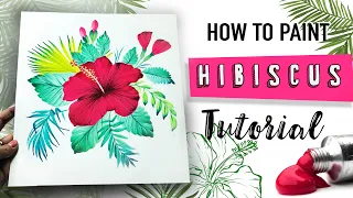 How To Paint Hibiscus Flower | Acrylic Painting Tutorial For Beginners
