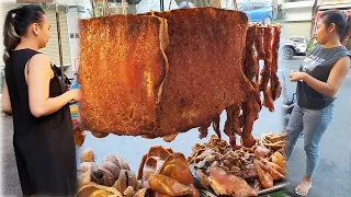 Cambodian Street Food - Very Juicy Roast Pork Belly, Chopped Meat & Roasted Ducks