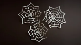 Паутина из бумаги | Как сделать красивый декор на Хэллоуин | Halloween Origami Spiderweb DIY