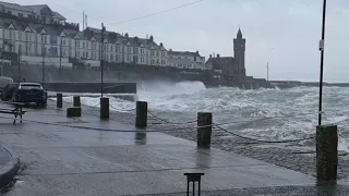 STORMY SEA AT PORTHLEVEN HARBOUR,  CORNWALL