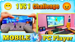 PC player challenge me 1 vs 1 , Mobile player vs pc player with 3 finger handcam garena free fire