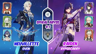 C1 Neuvillette Oven & C3 Raiden Hypercarry | Spiral Abyss 4.1 | Genshin Impact