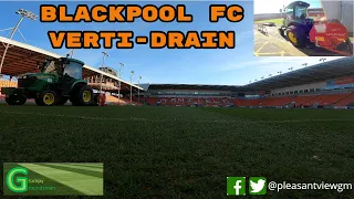 Charterhouse 7316 Verti-Drain at Blackpool Football Club on the John Deere 4520 Tractor