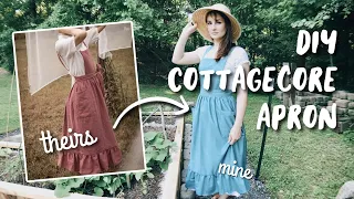 Making a cottagecore apron from a thrifted bedsheet (copied from Pinterest!) | Sew with me