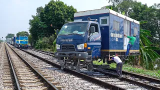 Genius Way They Ride Homemade Rail Truck in Vietnam