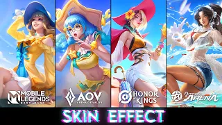 Guinevere vs Annette vs Milady vs Yoto hime : Summer Skins Effect l MLBB, AOV, HOK, OA