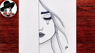 Very Easy Crying Girl Drawing || How To Draw A Sad Girl step by step