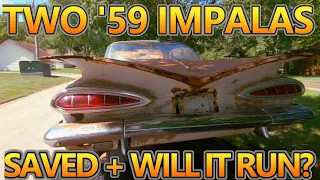 AMAZING FIND!!! TWO 1959 Impalas Rescued! | Will They RUN AND DRIVE After 25 Years???