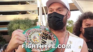 TYSON FURY FULL Q&A AFTER WILDER TRILOGY ARRIVAL; HOLDS NOTHING BACK ON "METAL" GLOVES FINISH HIM KO