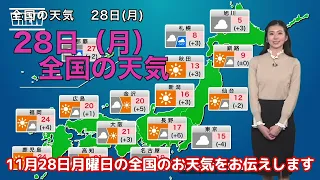 お天気キャスター解説　11月28日月の天気