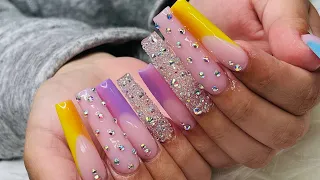 Spring bling nails | Full pixie nail | Watch me work