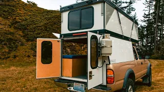 This Extraordinary popup truck camper allows  single-user to open the camper in less than 15 seconds