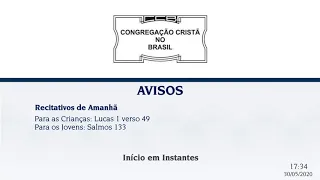 Santo Culto a Deus - Culto Online CCB - 30/05/2020 18:00 - Colossenses 3