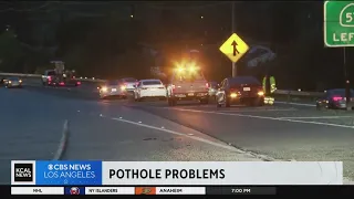 Nearly 50 vehicles damaged by potholes on 71 Freeway in Pomona