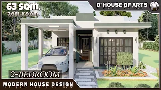 2 Bedroom Small Modern House Design Ideas | Small House Design | 63 SQM. (7.0m x 9.0m) | 1 T&B