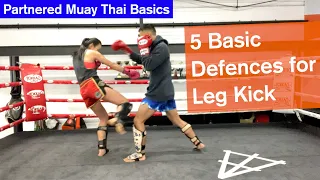 5 Basic Defences against Leg Kicks // Muaythai Home Training: