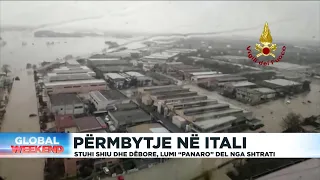 Përmbytje në Itali, stuhi shiu dhe dëbore, lumi Panaro del nga shtrati