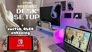 🎮 desk setup makeover  + nintendo switch OLED unboxing // aesthetic, minimal & functional