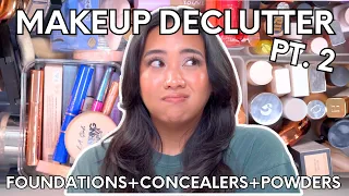 HUGE MAKEUP COLLECTION DECLUTTER PT. 2 | FOUNDATIONS, CONCEALERS AND POWDERS