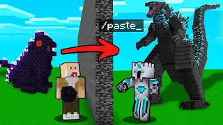 Prank Bapak Gile Pakai CHEAT/COPY PASTE DI BUILD BATTLE GODZILA REALISTIC di MINECRAFT!!!