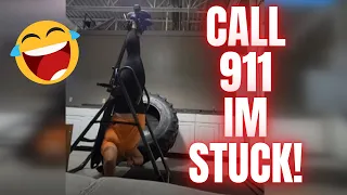 Women Stuck Upside Down At The Gym - Calls Police For Help