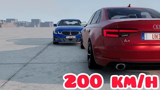 BMW 3 Series G20 vs Audi A4 B9 8W 💥 200 km/h (each one) 💥 BeamNG.drive small overlap CRASH test