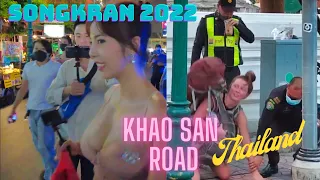 4K SONGKRAN Festival 2022 | Full Walking Tour of Khao San road Bangkok | THAILAND 🇹🇭