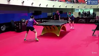 Korea's top chopper Suh Hyo Won training at the Asian Table Tennis Championships 2023