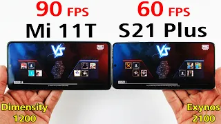 Xiaomi Mi 11T vs S21 Plus PUBG TEST - Dimensity 1200 vs Exynos 2100 PUBG TEST | 90 Fps vs 60 Fps