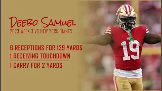 Deebo Samuel Every Target and Catch vs New York Giants | 2023 Week 3 | Fantasy Football Film