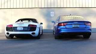 Audi RS7 Milltek vs R8 Stasis Exhaust and Revs!