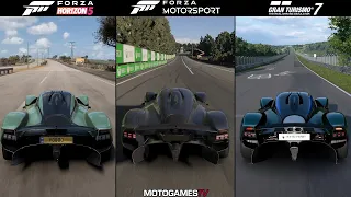 Forza Horizon 5 vs Forza Motorsport vs Gran Turismo 7 - Aston Martin Valkyrie Sound Comparison