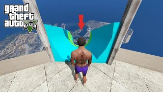 GOING down in the BIGGEST WATERSLIDE EVER in GTA V !!