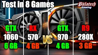 GTX 1060 6GB vs RX 570 4GB vs GTX 970 4GB vs R9 280X 3GB (HD 7970) + i7 2600K | GPU Benchmark 1080p