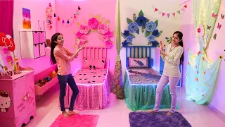 2 Sisters ❤️ BedRoom Makeover - On Her Choice[Pink & Green] 👉(Most Beautiful) #Love #Fun