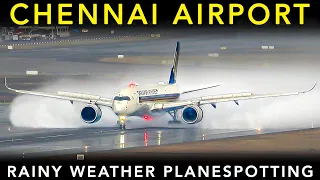 RAINY WEATHER Plane Spotting at CHENNAI AIRPORT - Landing & Takeoff | Morning RUSH HOUR