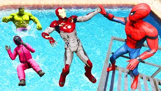 GTA 5 Spiderman & Superheroes Jumping Off Highest Buildings (Ragdolls/Euphoria Physics) #11