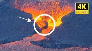Immense Boulder Crashes into the Crater! 😮 🌋 Volcano walls fragile! 15.08.22 (4K)