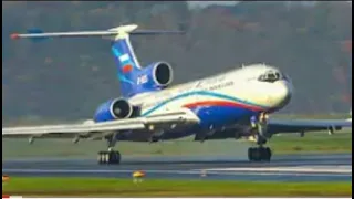 TUPOLEV TU 154 LANDING with OPEN REVERSERS before TOUCHDOWN   TU154 DEPARTURE 4K