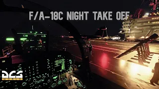DCS: F/A-18C rainy night take off (amazing graphics)