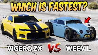 GTA 5 ONLINE - VIGERO ZX VS WEEVIL CUSTOM (WHICH IS FASTEST?)