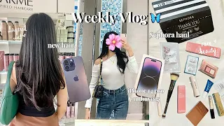 iPhone 14 pro unboxing, new haircut, Sephora rare beauty haul 🤍🛍️ weekly vlog 💌🍓 philippines 💫