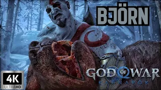 God of War Ragnarök - YOUNG Kratos fights Giant BEAR (Bjorn) Atreus Boss Fight - 4K 60FPS