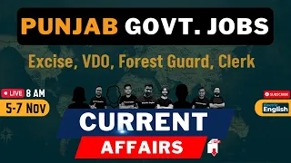 7 noV  Current Affairs For PSSSB Forest Guard, Excise, VDO, Clerk || PSSSB Current Affairs 2022