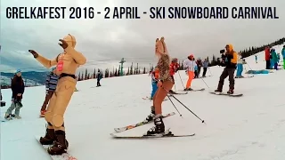 Грелкафест 2016 -  2 апреля. Спуск в карнавальных костюмах. Russia ski snowbord carnival. Sheregesh